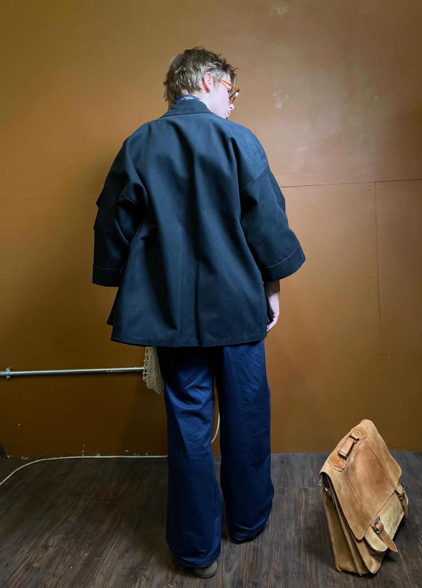 Black Heavy Canvas Cargo Kimono