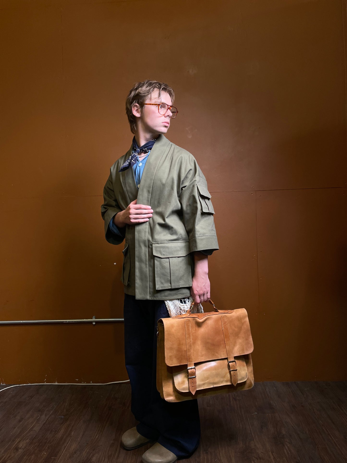 Green Kimono with Cargo Pockets