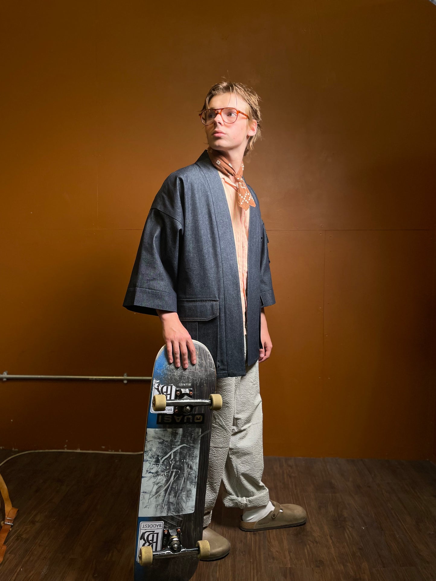 Indigo Denim Cargo Kimono