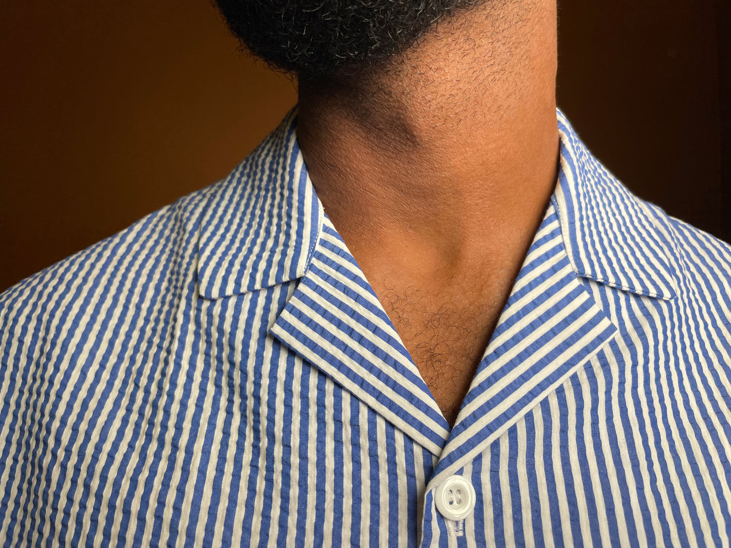 Blue striped short-sleeve shirt