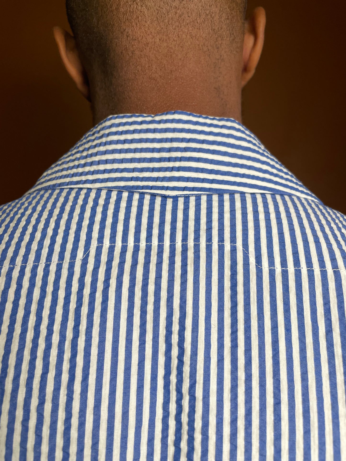 Blue striped short-sleeve shirt