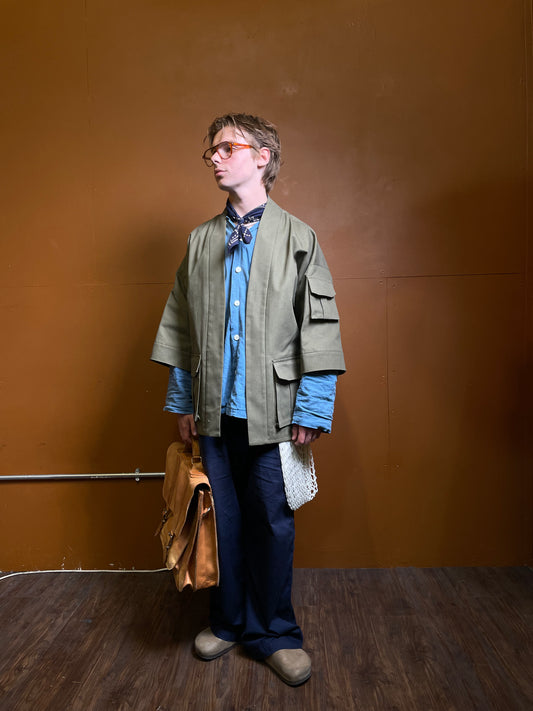 Green Kimono with Cargo Pockets