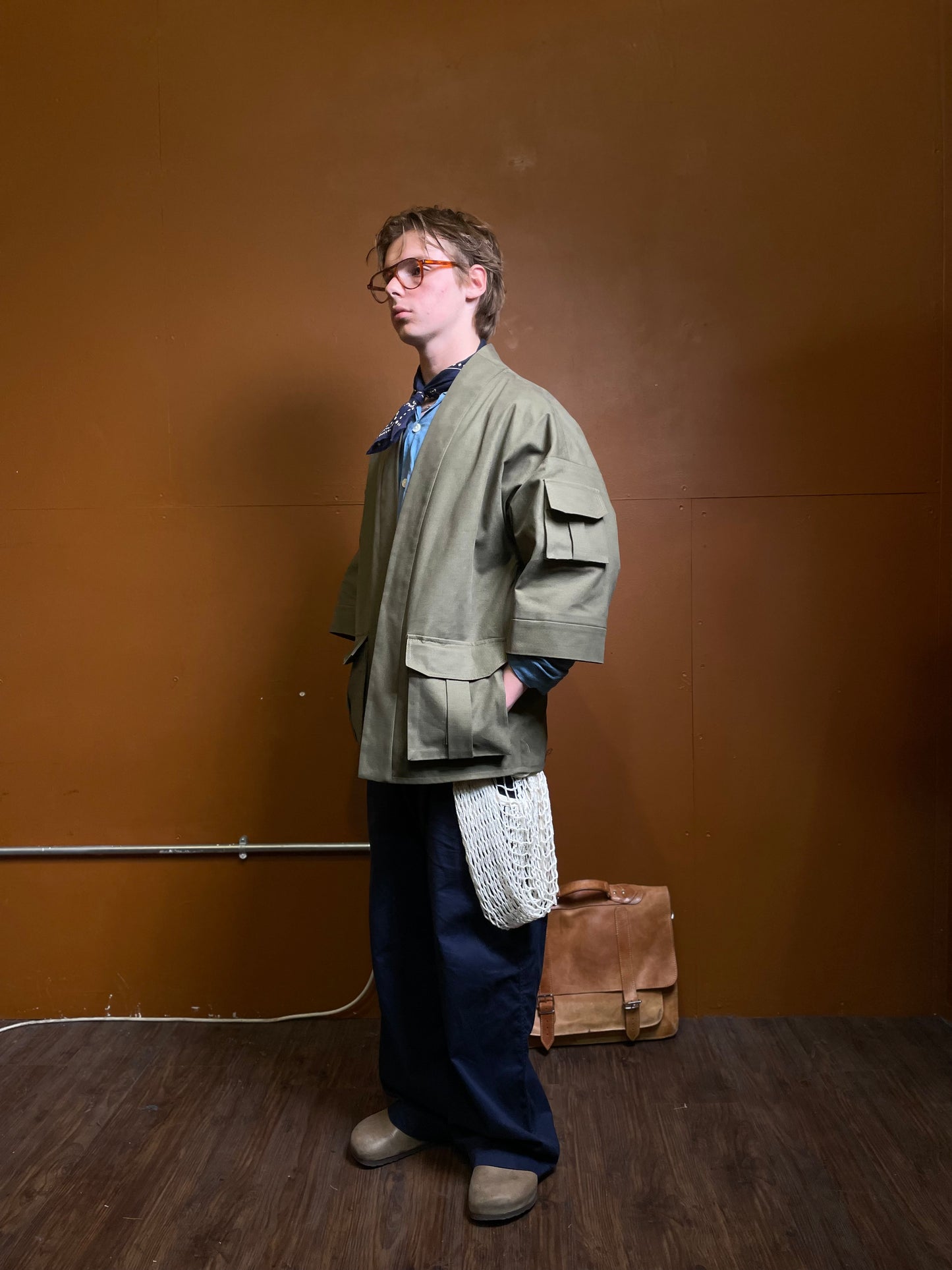 Green Kimono with Cargo Pockets